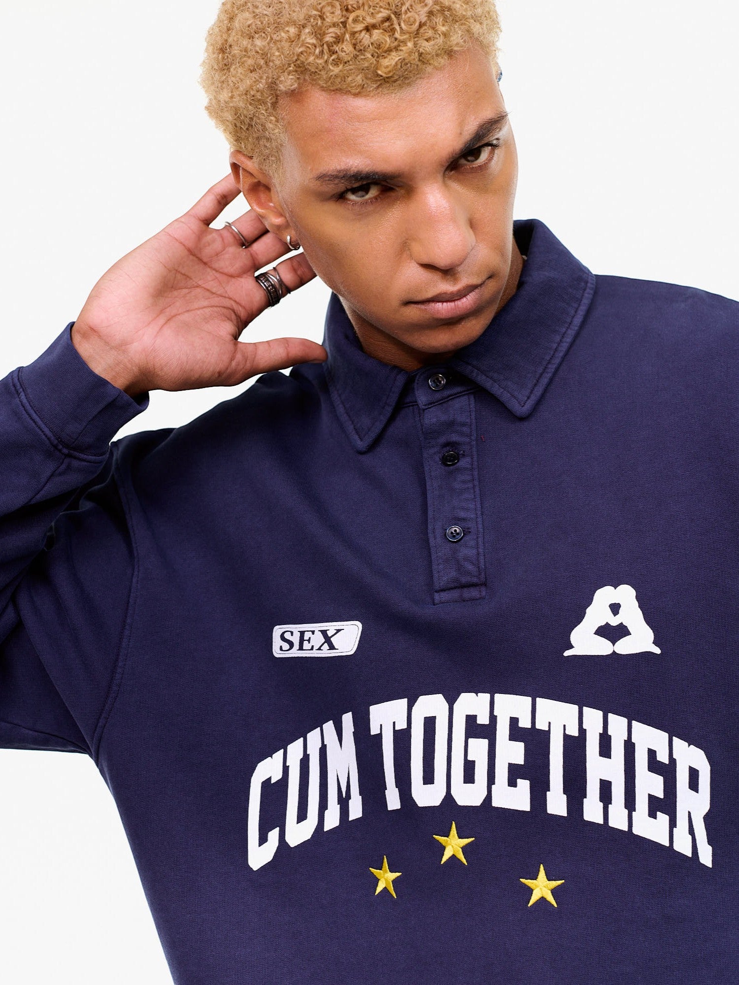 Navy 'Team Carne Forever' Longsleeve Polo