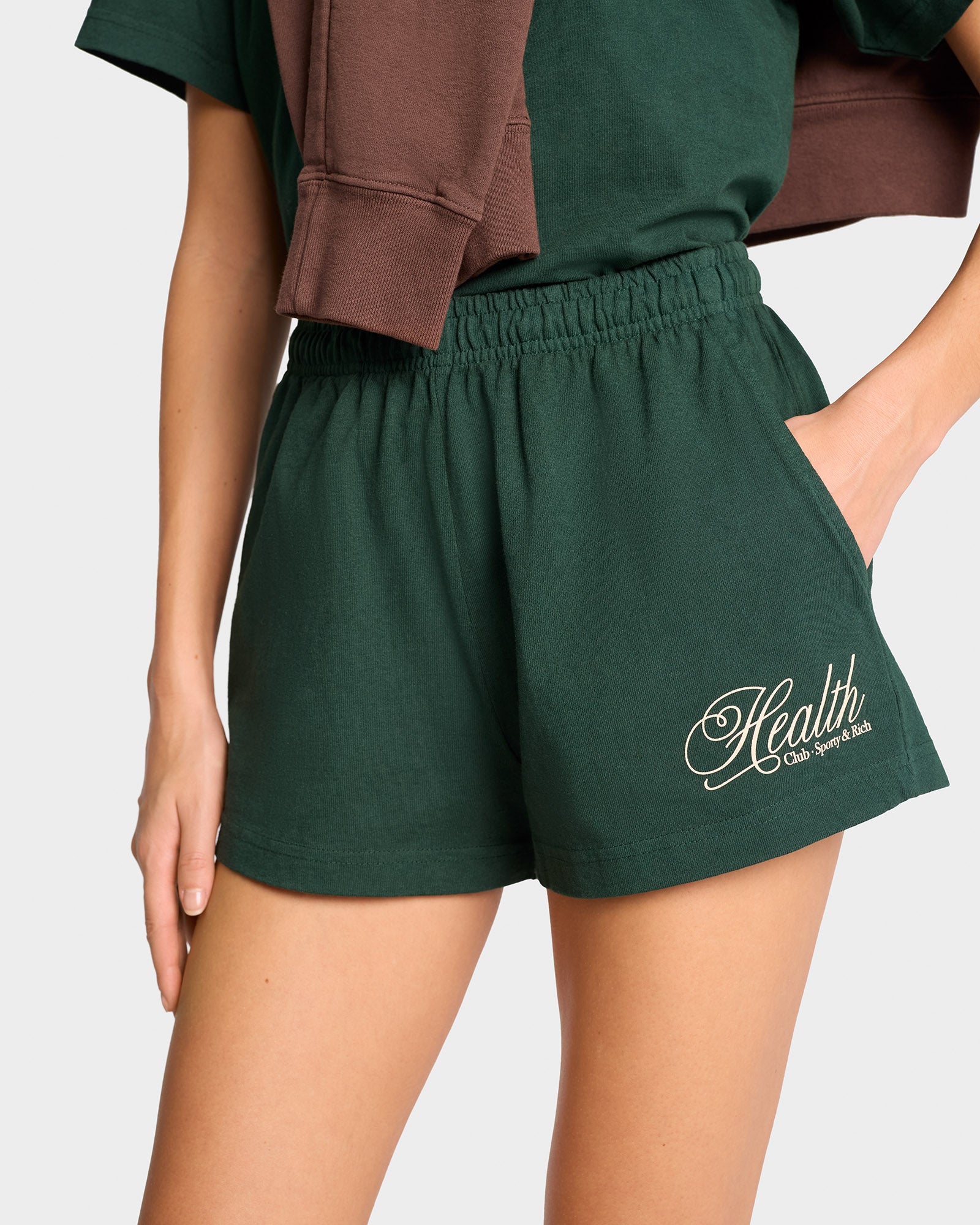 Green Health Script Disco Shorts