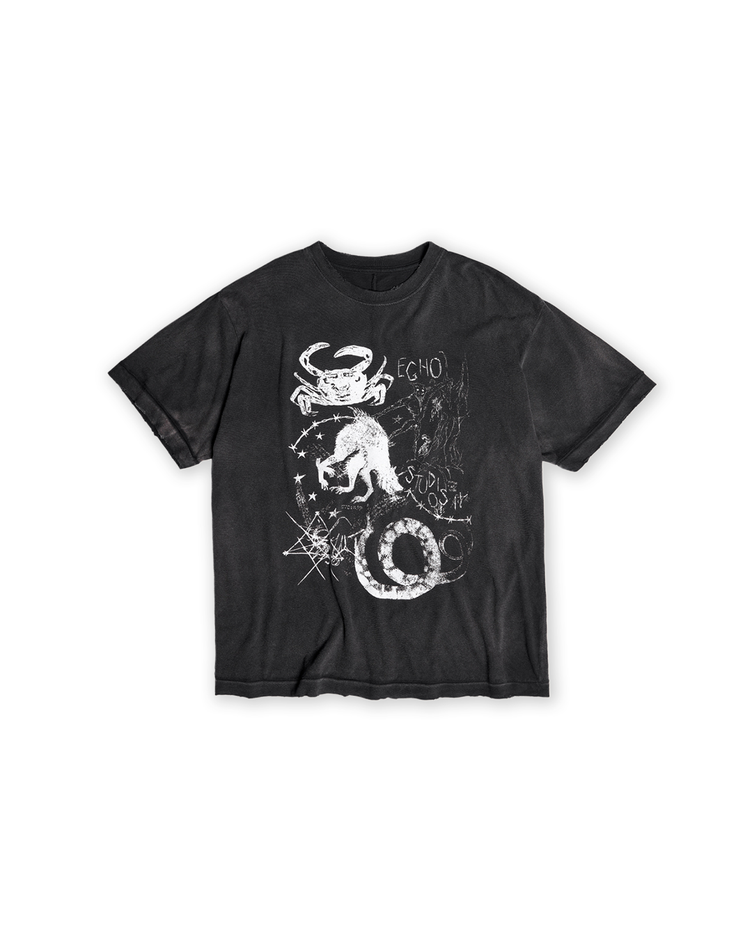 Black Washed 'Gnosis' Regular Gaze Tee