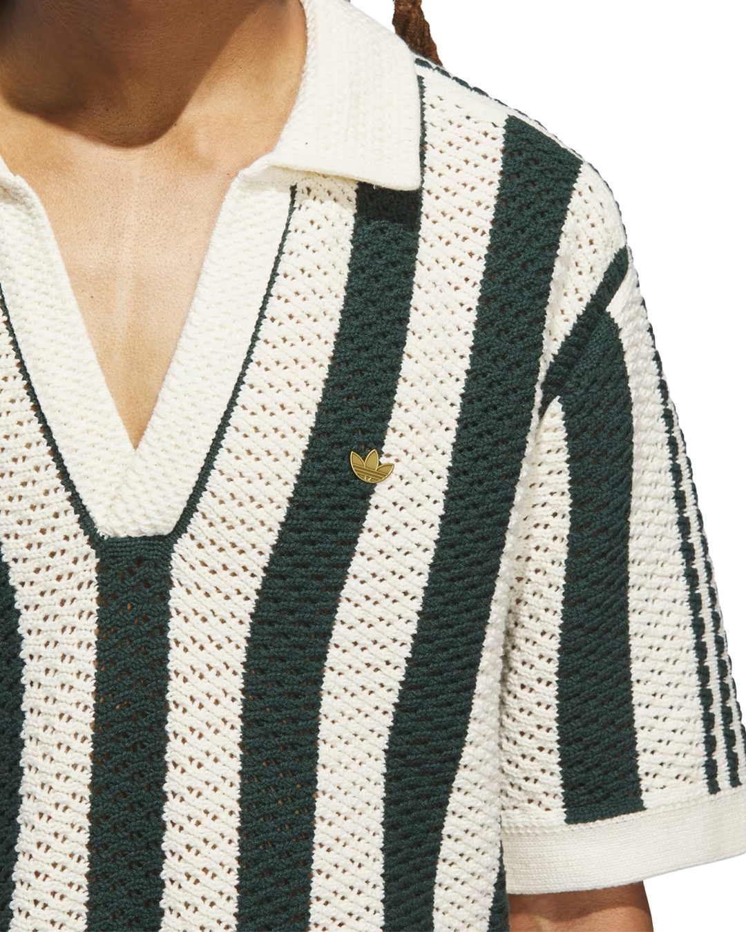 Green/Cream Piqué Knit Striped Polo x CLOT