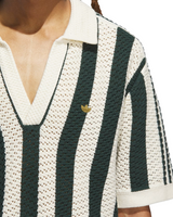 Green/Cream Piqué Knit Striped Polo x CLOT