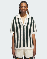 Green/Cream Piqué Knit Striped Polo x CLOT