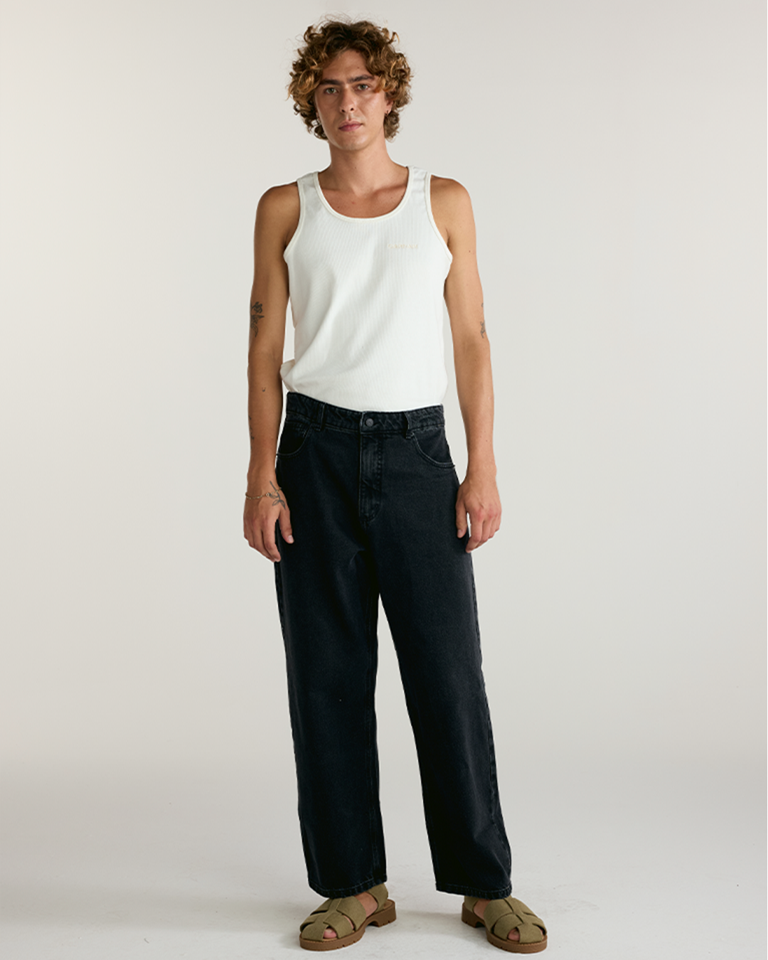 Off White Standard Ribbed Tank