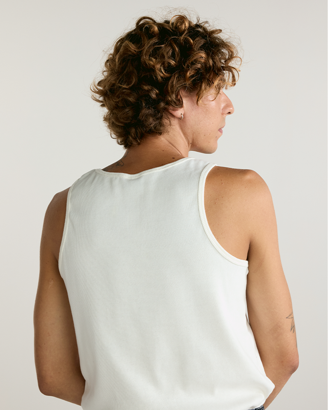 Off White Standard Ribbed Tank