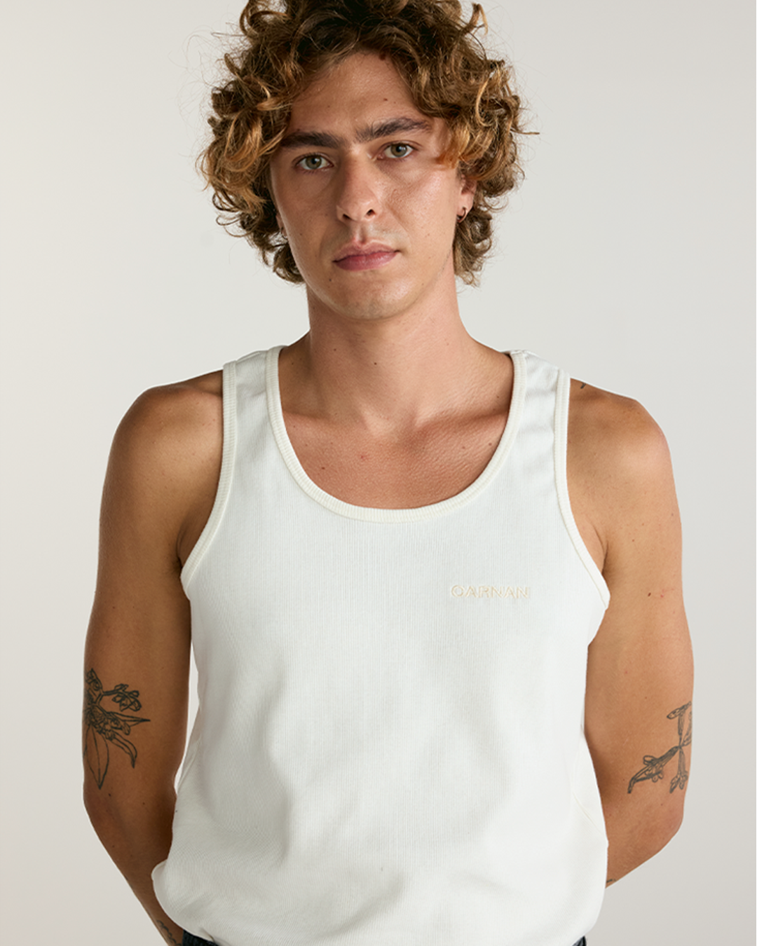 Off White Standard Ribbed Tank