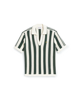 Green/Cream Piqué Knit Striped Polo x CLOT