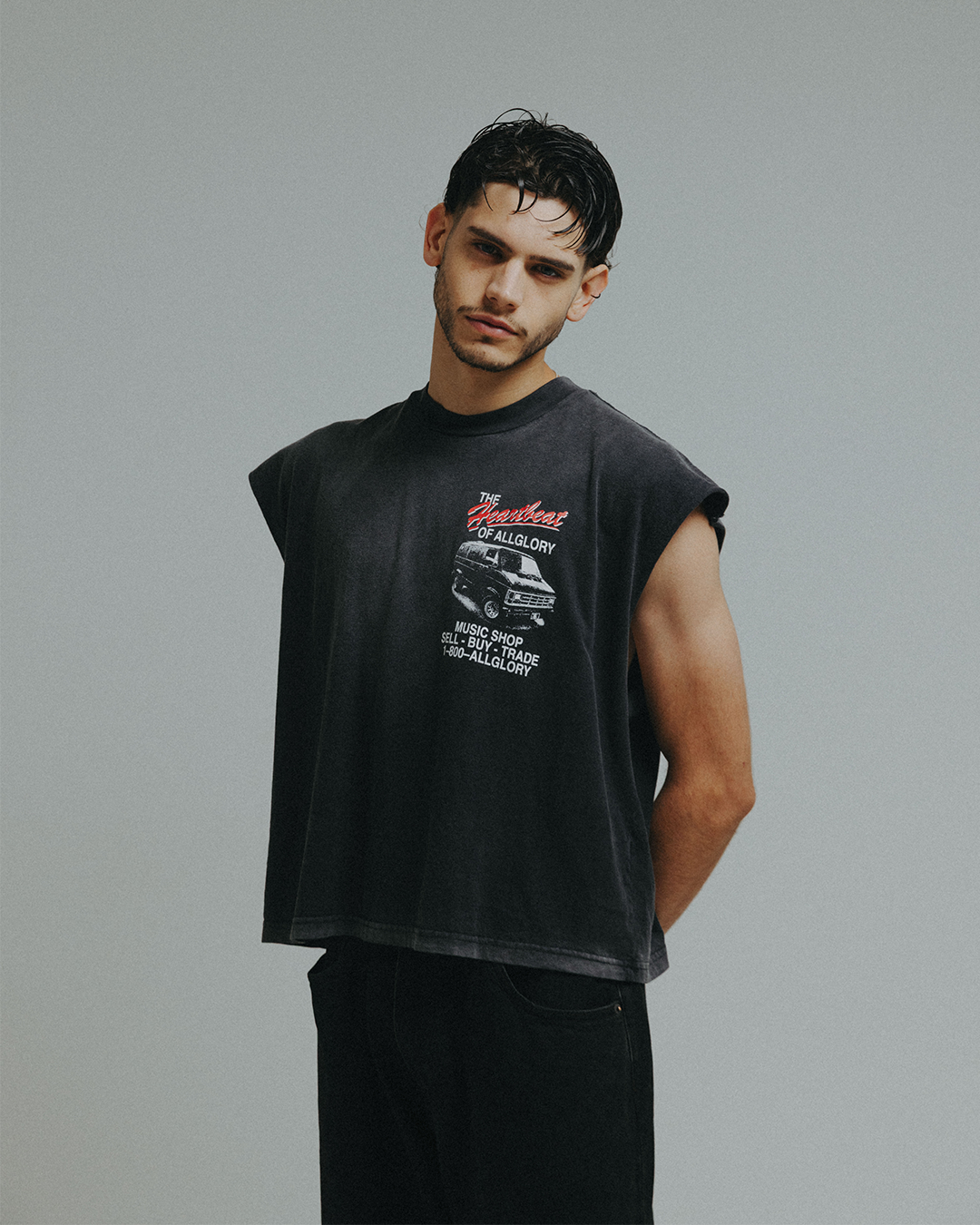 Black Washed 'Heartbeat' Tank Top