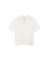 Off White Checked Tricot Polo