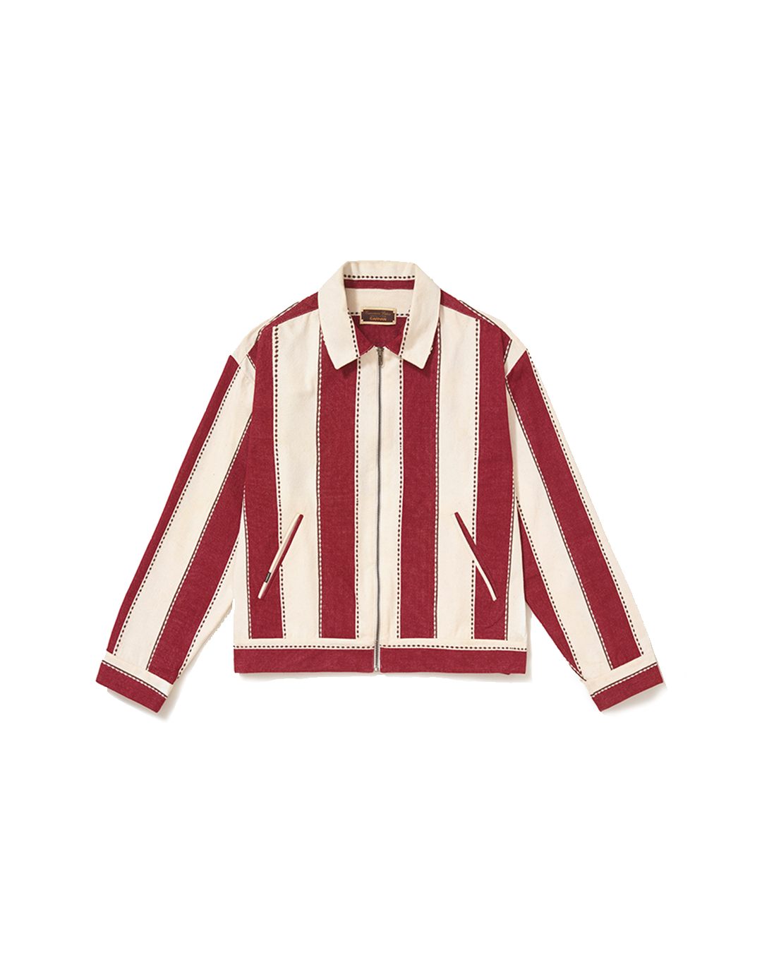 Red & White Jacquard Striped Jacket
