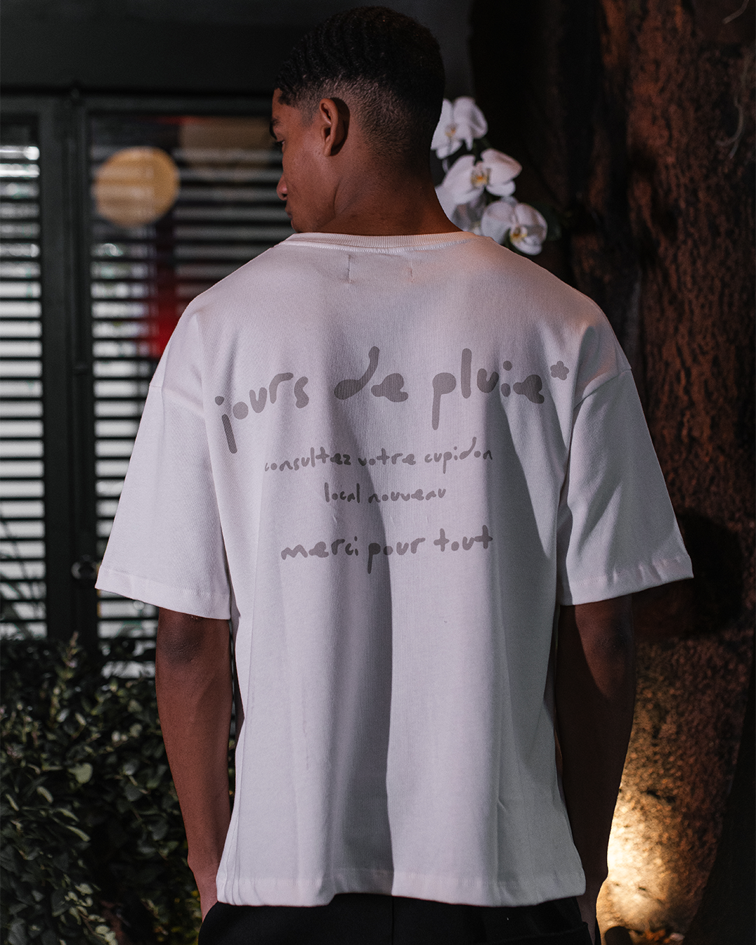 White 'Merci' Oversized Tee