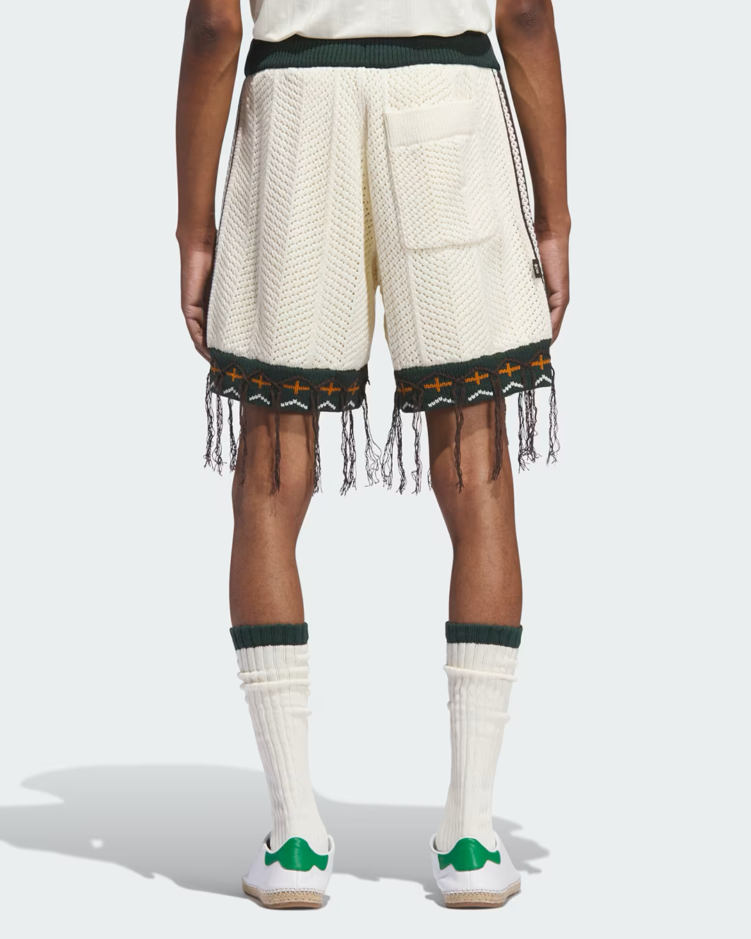 Cream White/Green Knit Shorts X CLOT