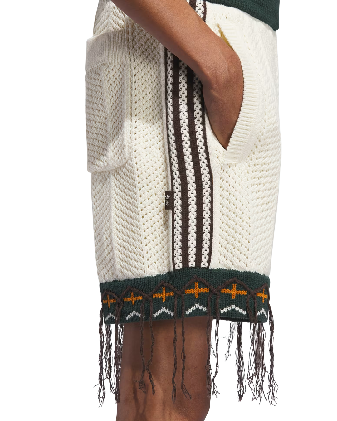 Cream White/Green Knit Shorts X CLOT