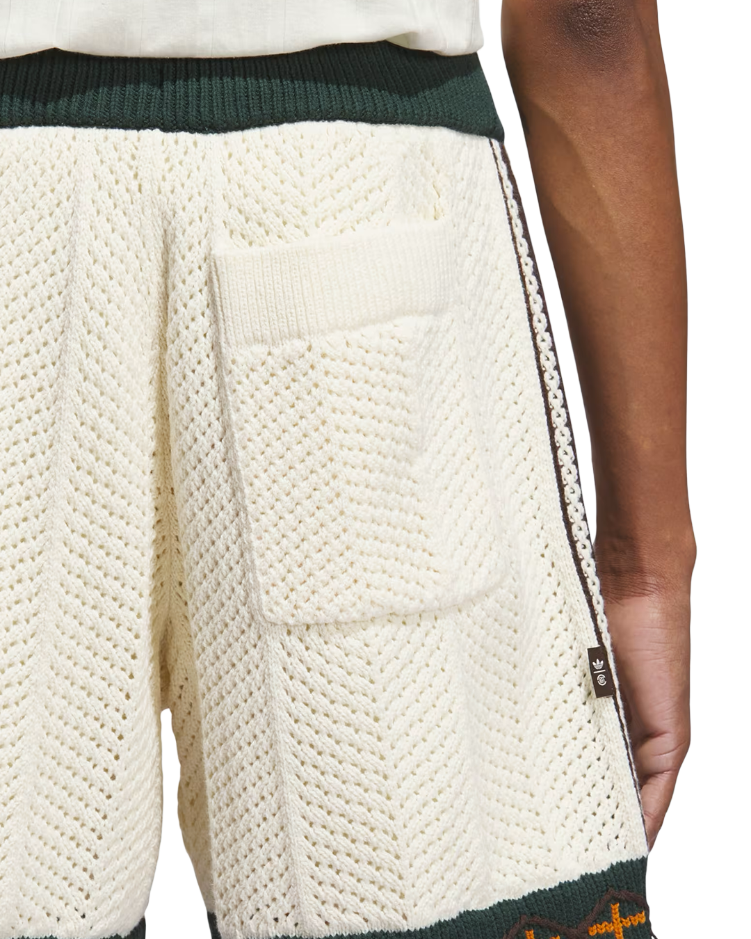 Cream White/Green Knit Shorts X CLOT