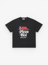Black Faded 'Pizza Hot' Tee