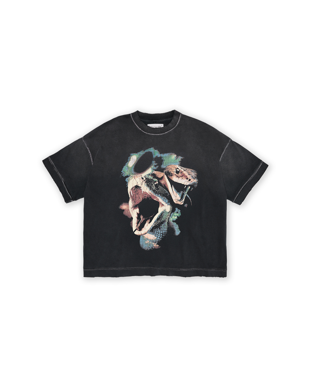Black Washed 'Serpent' Boxy Tee