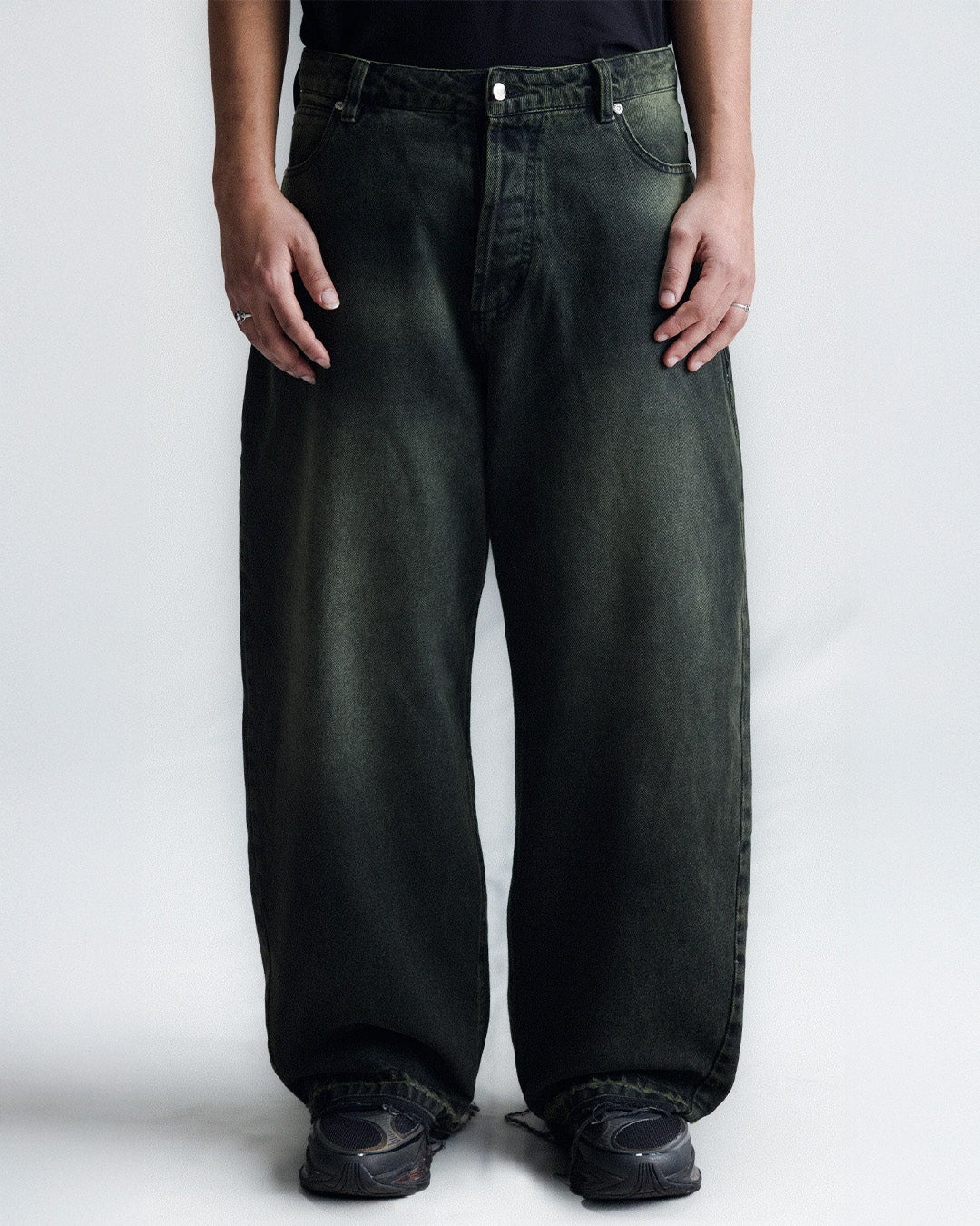 Acid Black 'Side Dart' Baggy Pants