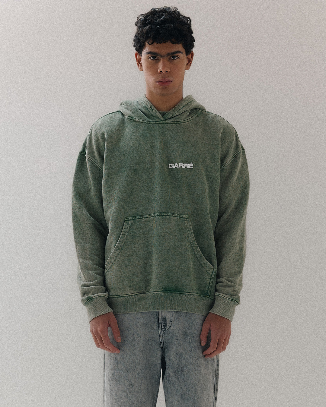 Green Basic Logo Wash Hoodie