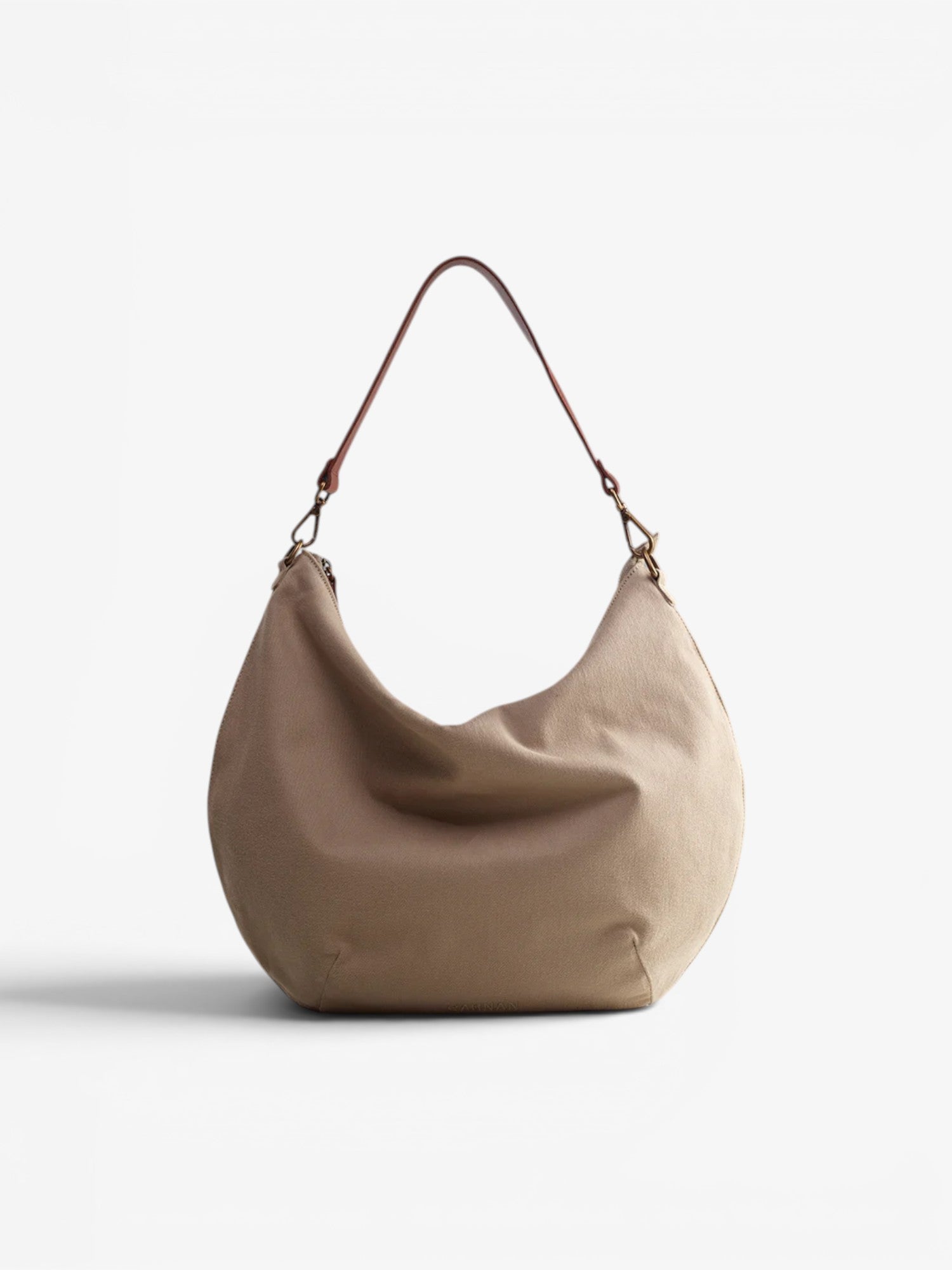 Beige 'Concave' Twill Bag