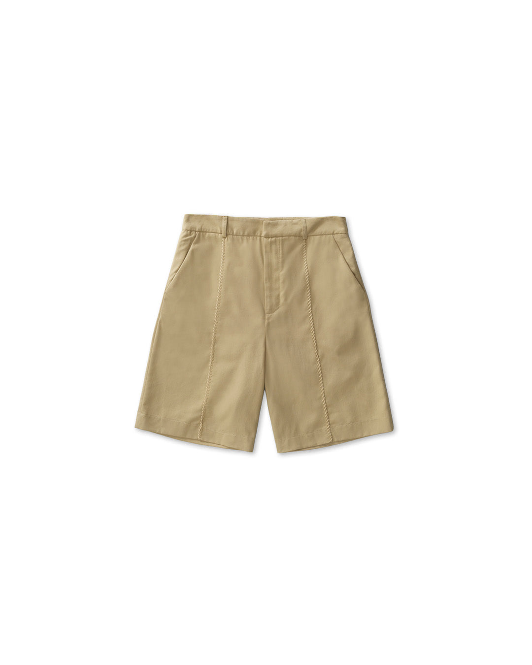 Beige 'Embroided' Tailored Shorts
