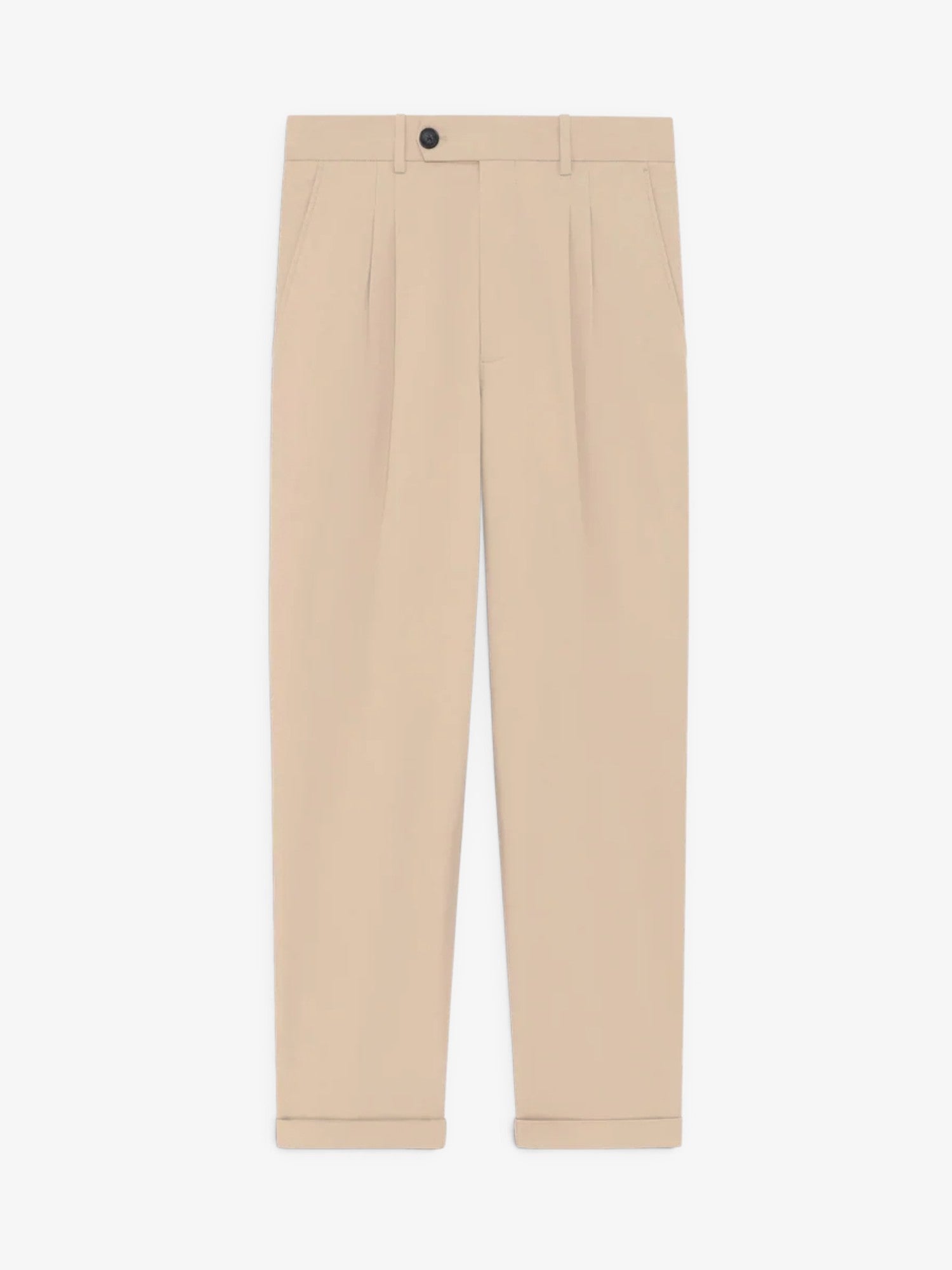 Beige 'Pantalon Cropped à Plis Coton' Pants