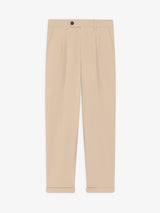 Beige 'Pantalon Cropped à Plis Coton' Pants