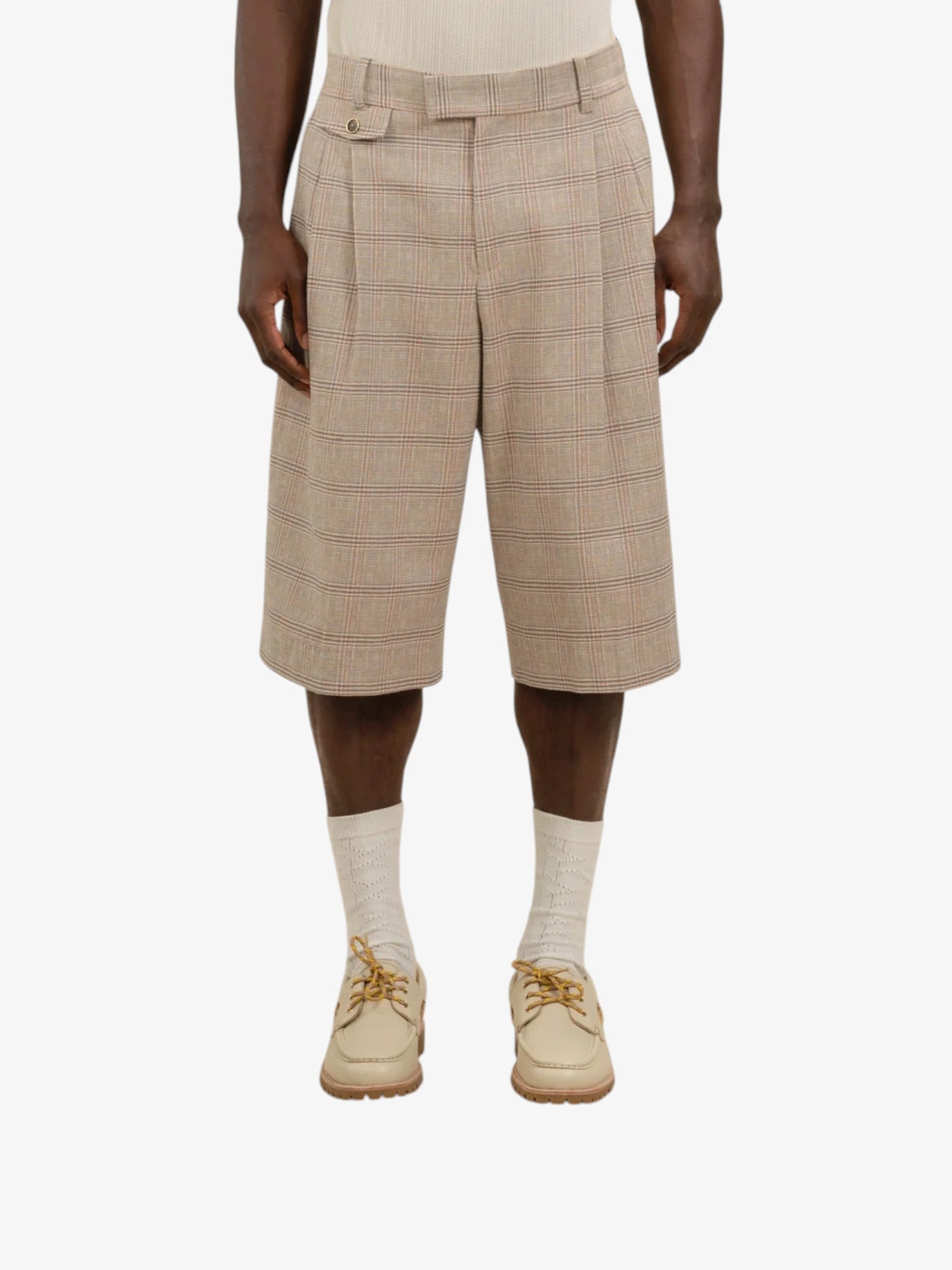 Beige 'Short Long à Carreaux' Shorts