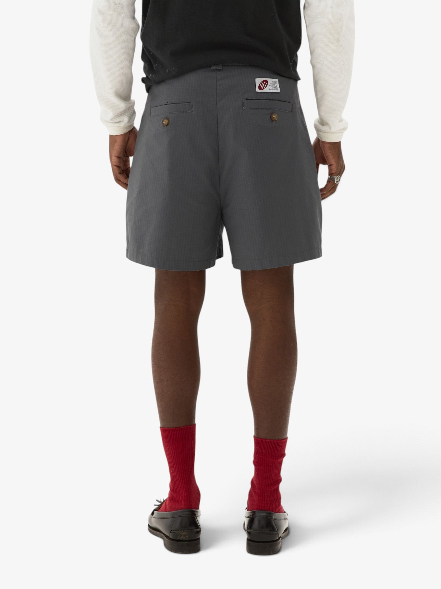 Grey Double-Pleated Ripstop Shorts X WELCOME