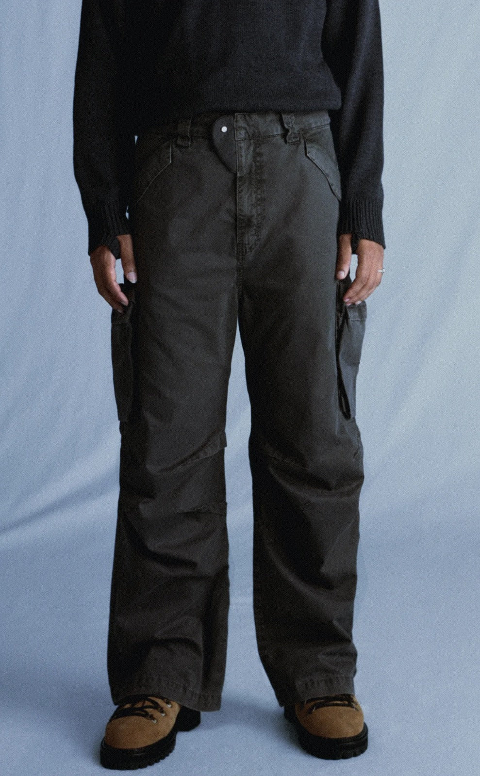 Black Washed Cargo Pants