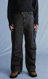 Black Washed Cargo Pants