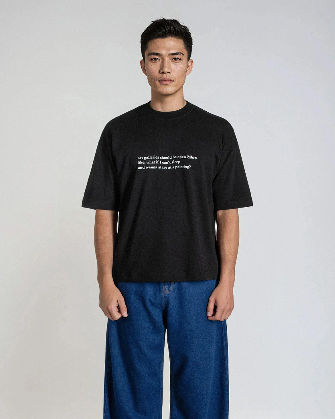 Black 'Art Galleries' Boxy Tee