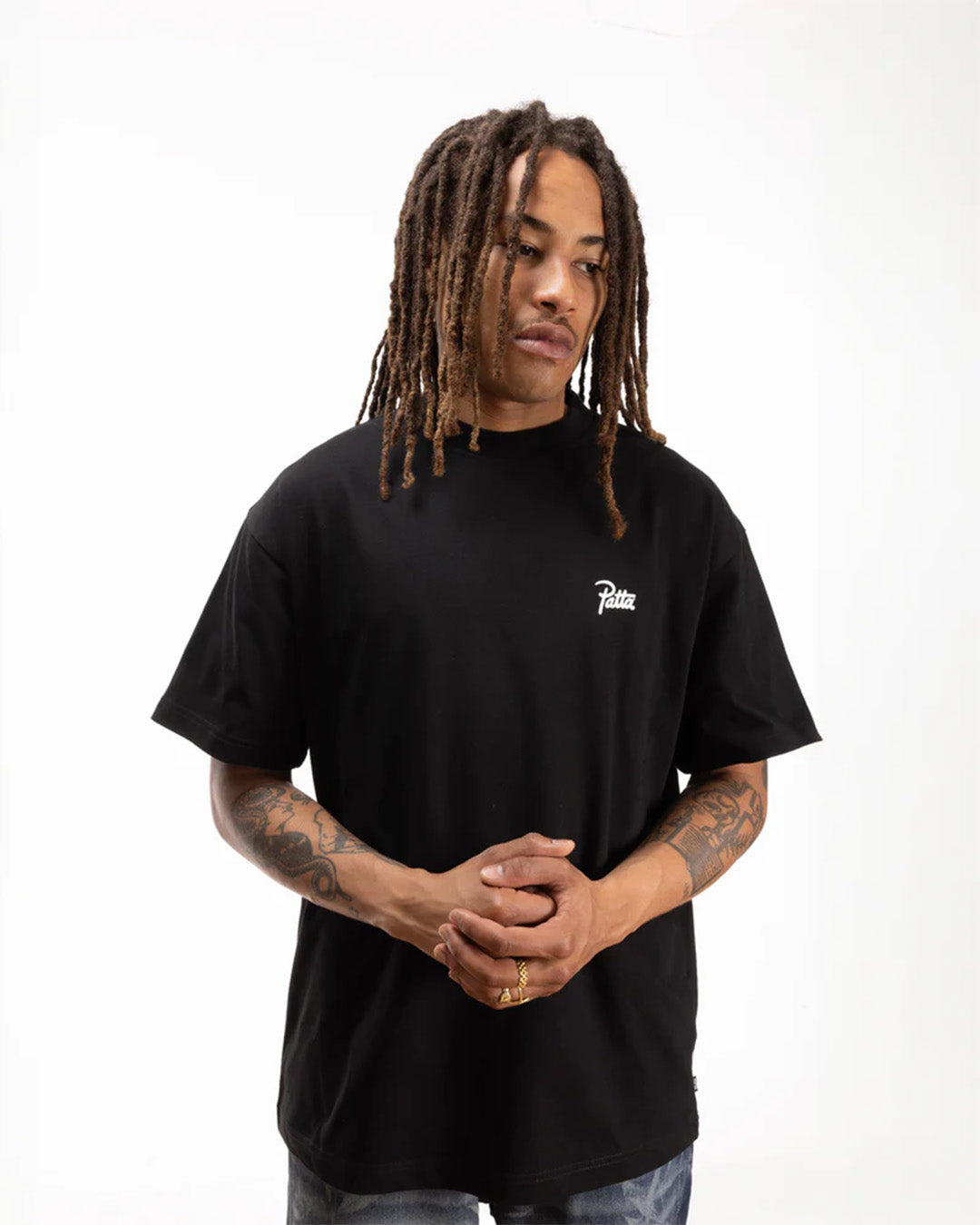 Black Basic Script Logo Tee