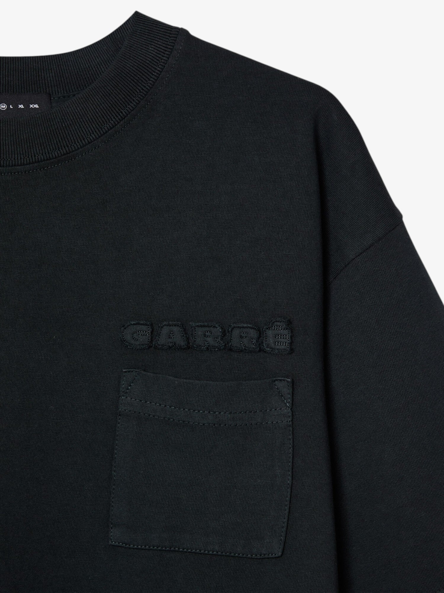 Black Embroidery Pocket Tee