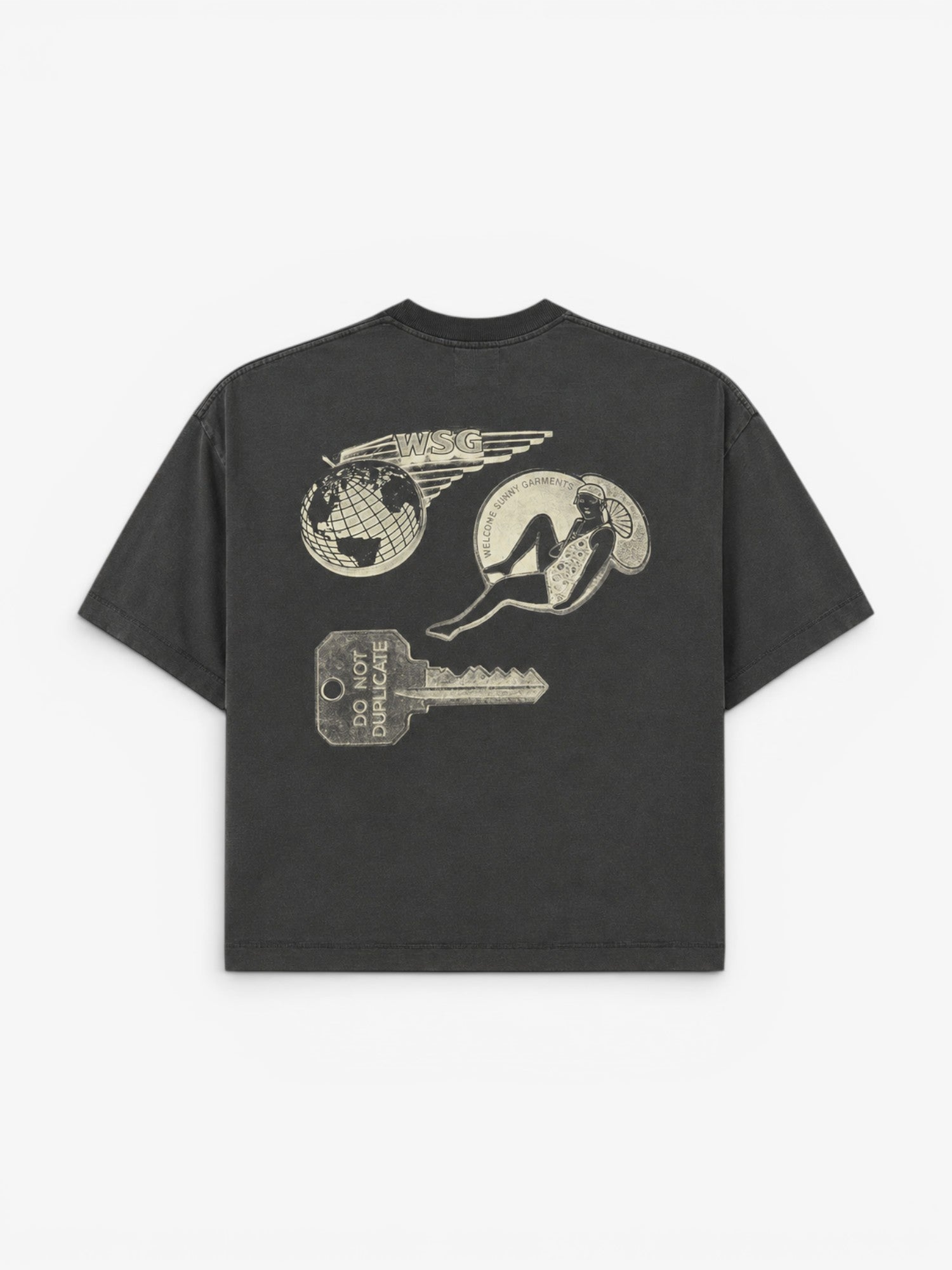 Black Faded 'Fit Pins' Boxy Tee