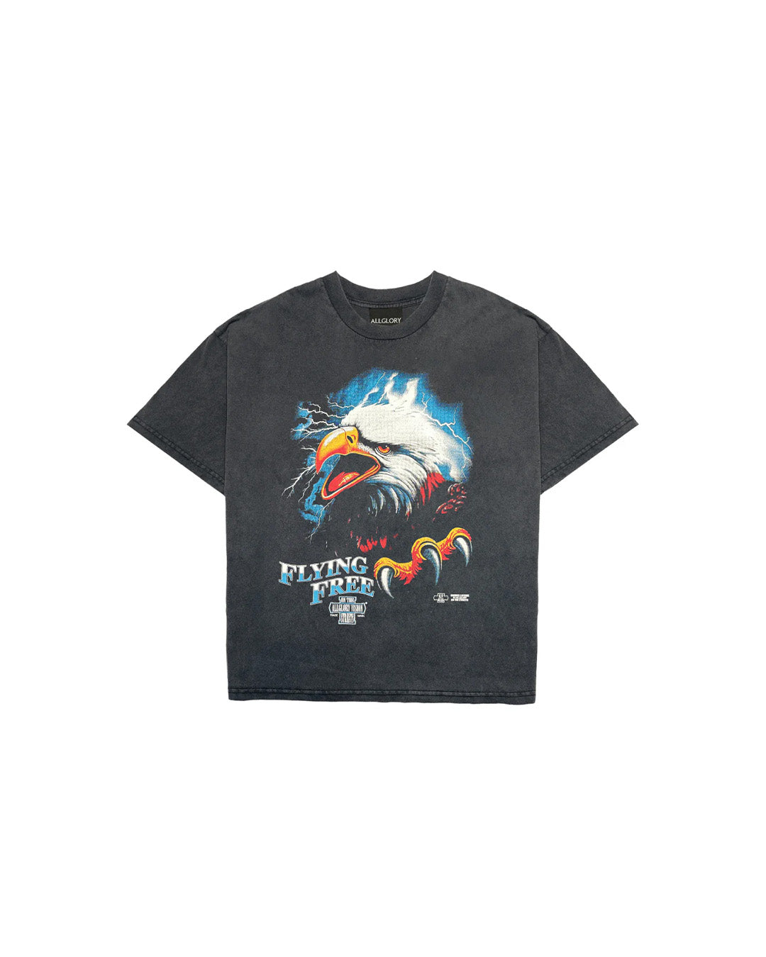 Black Faded 'Flying Free' Tee