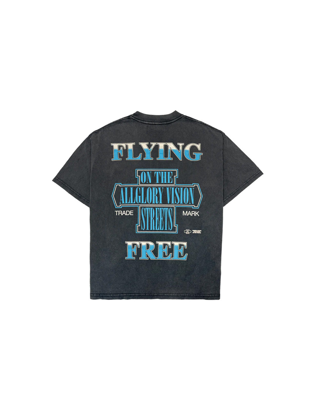 Black Faded 'Flying Free' Tee