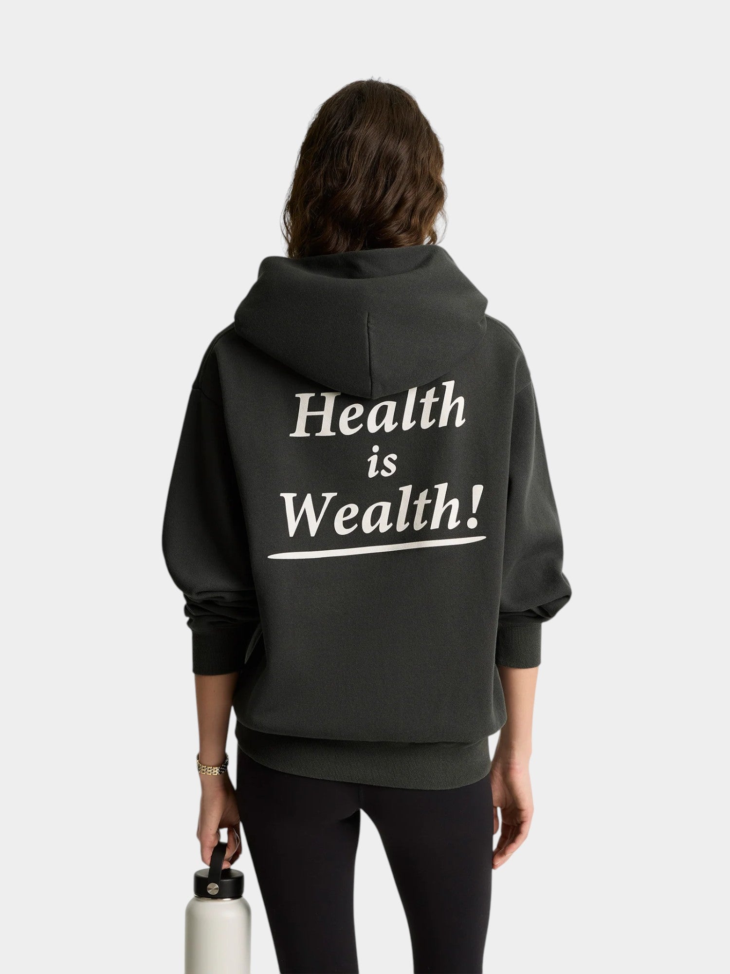Black Faded 'Health is Wealth' Hoodie