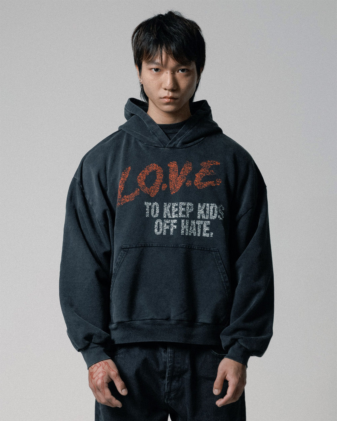 Black Faded 'L.O.V.E' Hoodie