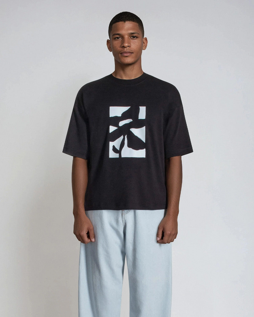 Black 'Le Fleur' Boxy Tee