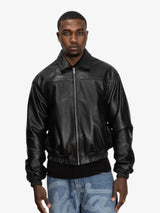 Black Leather Bomber Jacket