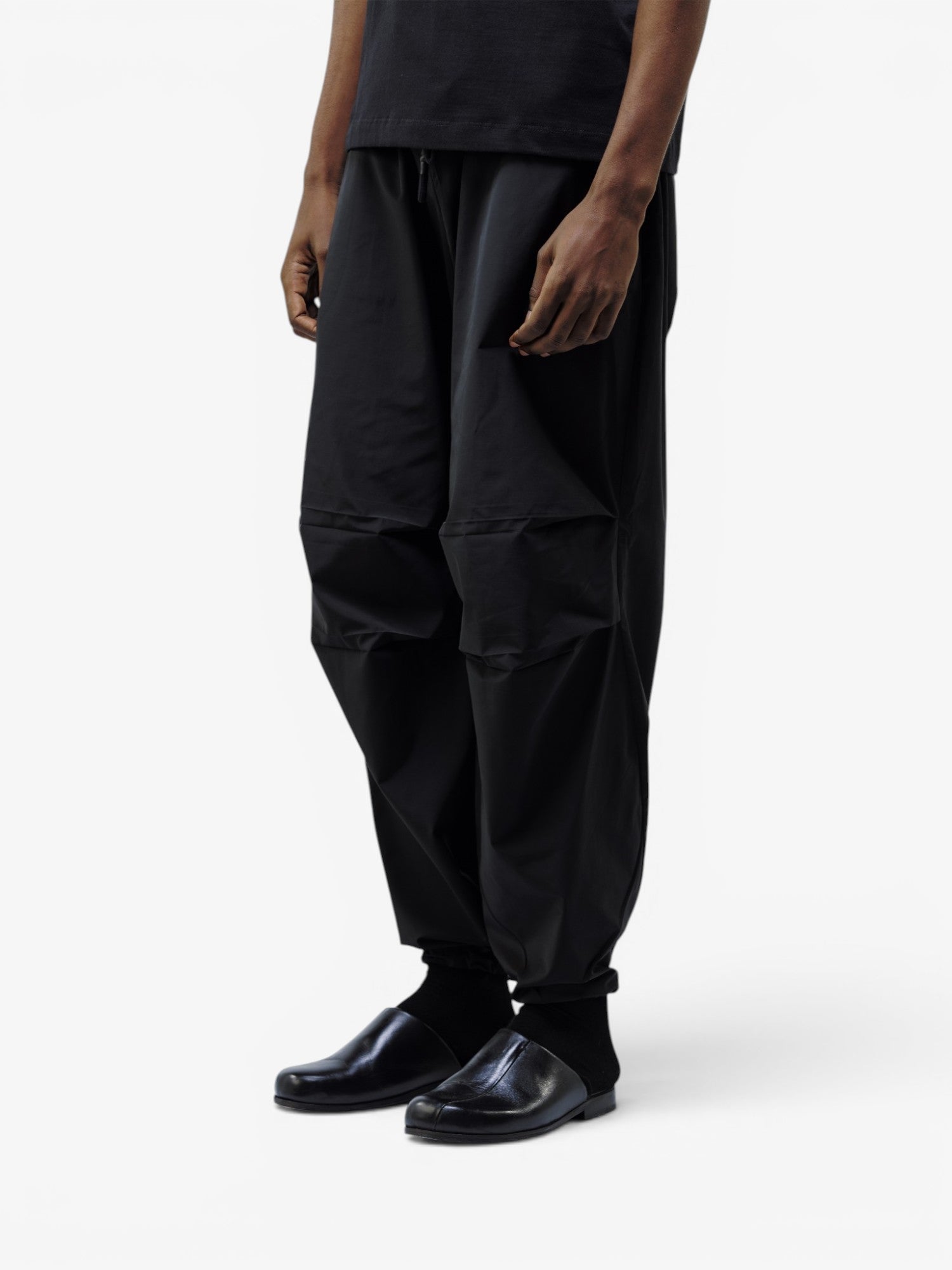 Black Nylon Parachute Baggy Pants