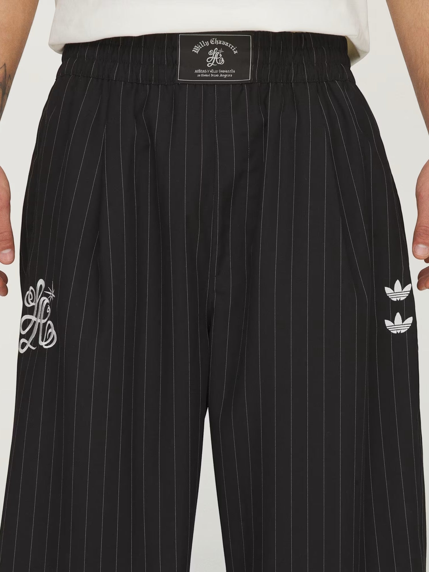 Black 'Pinstripe' Track Pants X WILLY CHAVARRIA