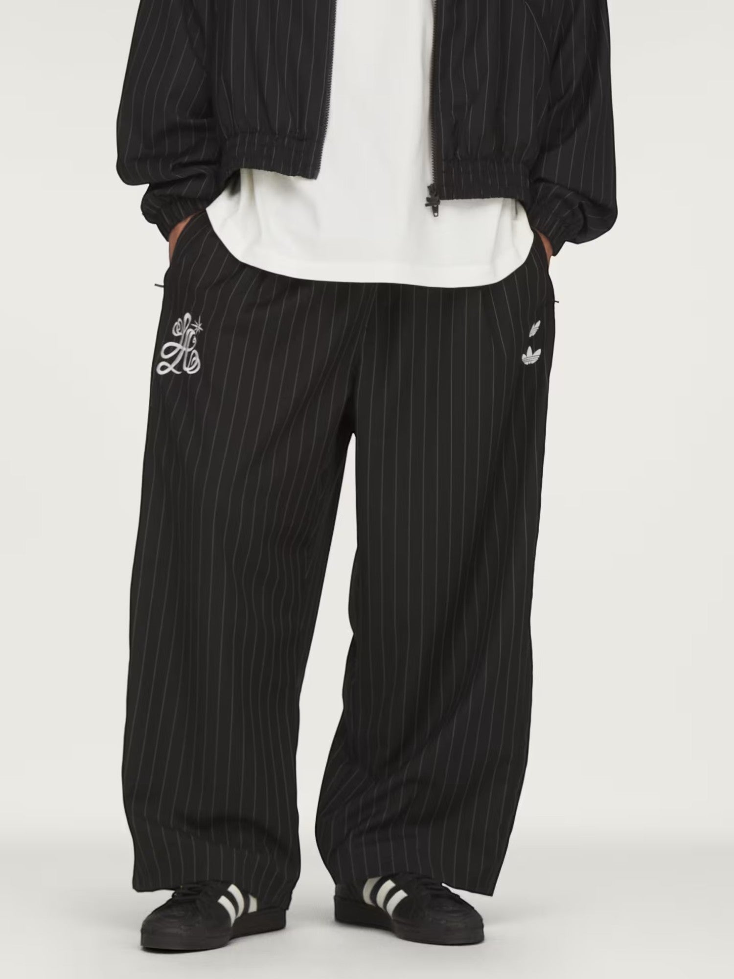 Black 'Pinstripe' Track Pants X WILLY CHAVARRIA