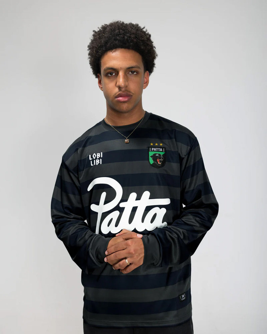 Black Striped 'Football' Longsleeve Jersey