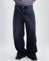 Black Used Loose Flare Trousers