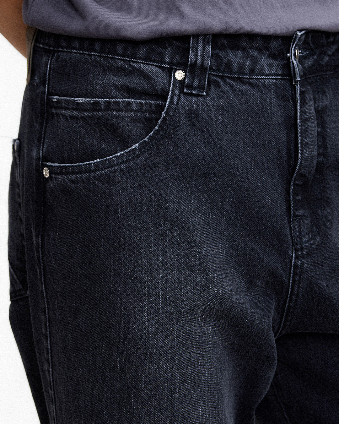 Black Used Loose Flare Trousers