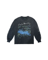 Black Washed 'Water Lilies' Long Sleeve Tee