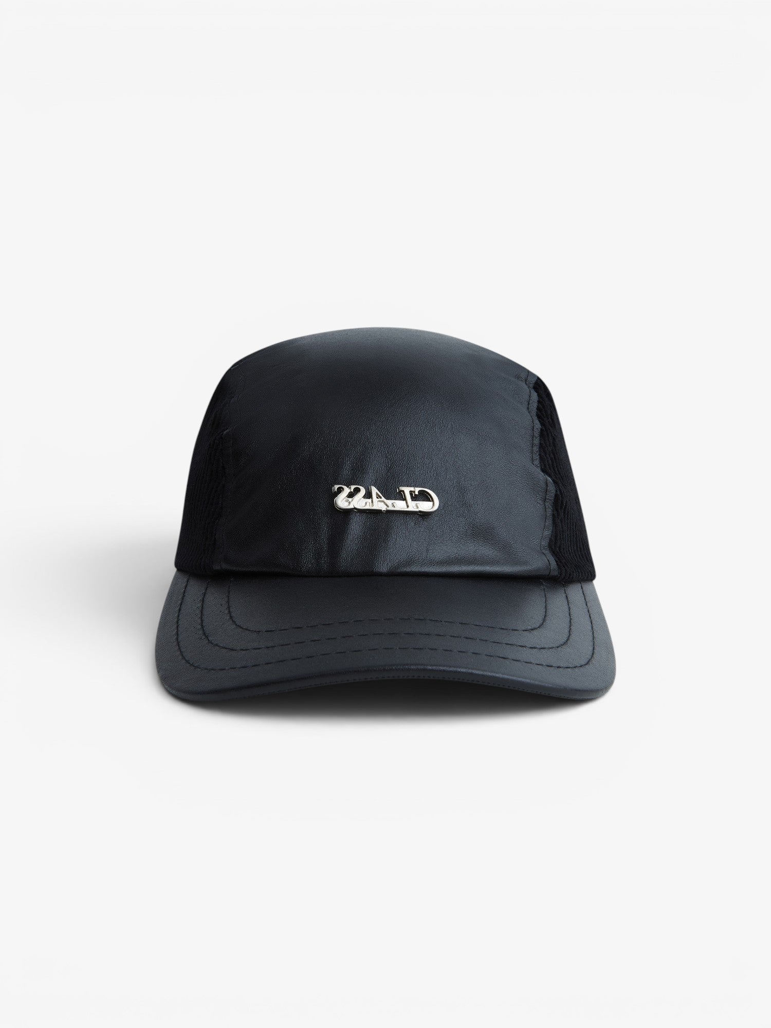 Black 'Class Inverso' Leather 3 Panel Cap