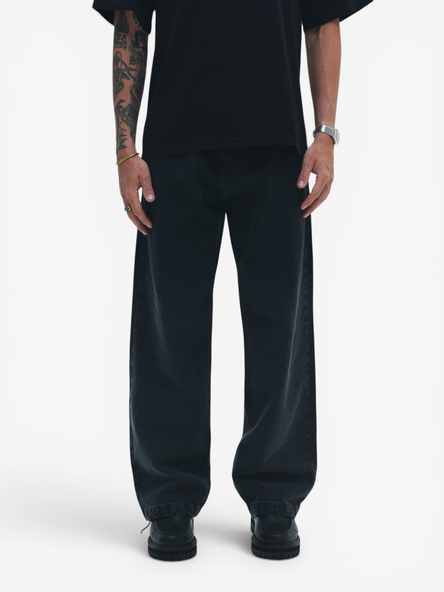 Black 'Gradient' Denim Pants