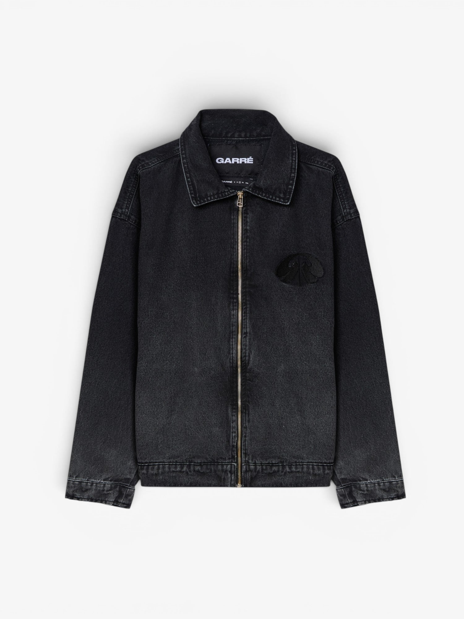 Black 'Gradient' Denim Zip Jacket