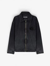 Black 'Gradient' Denim Zip Jacket